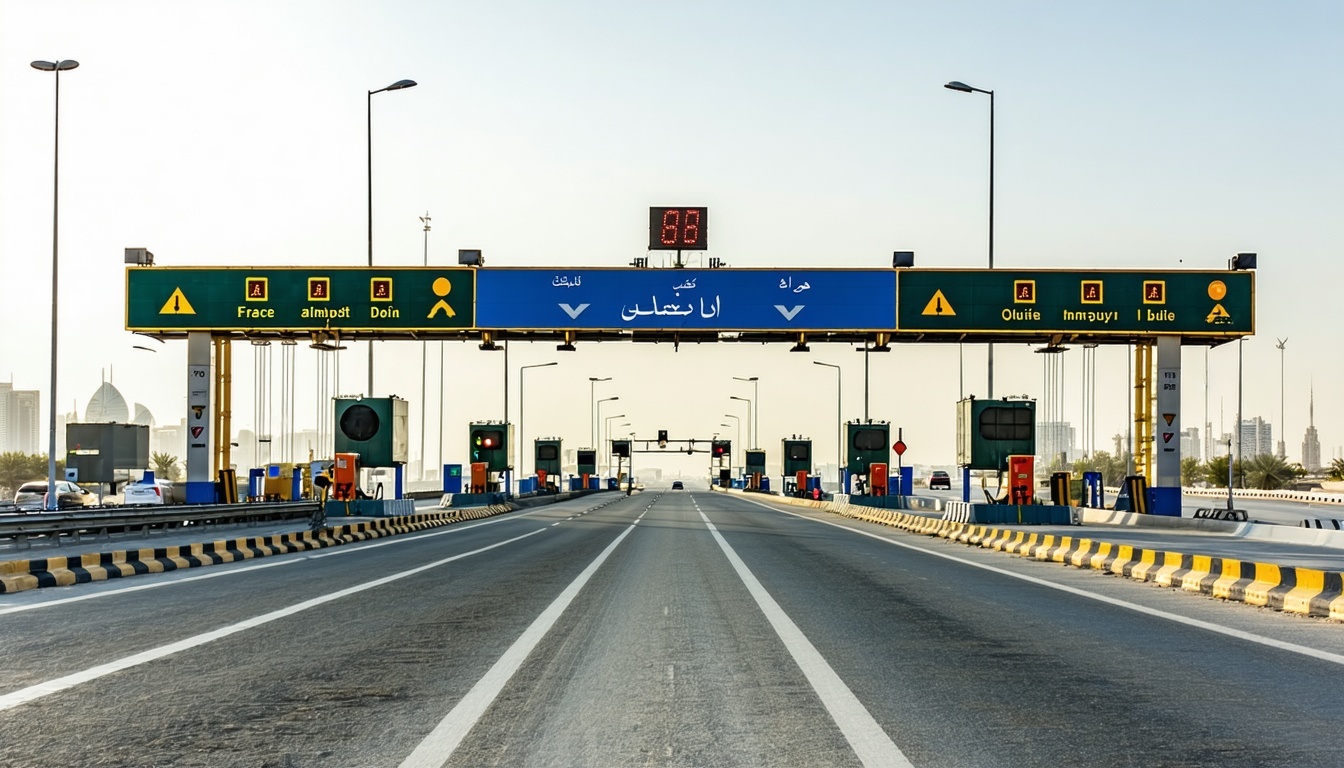 Automated toll gate on a Dubai highway